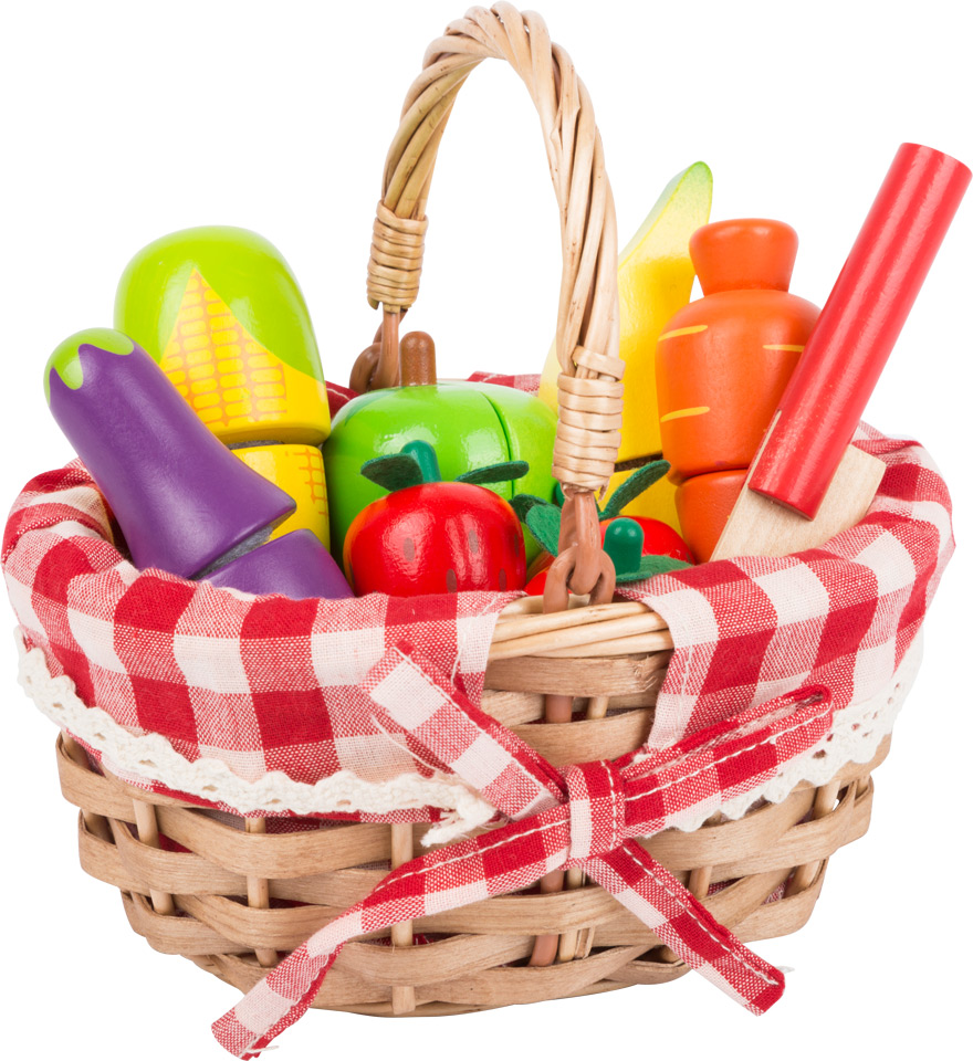 CESTA DE COMPRA CON ALIMENTOS CORTABLES